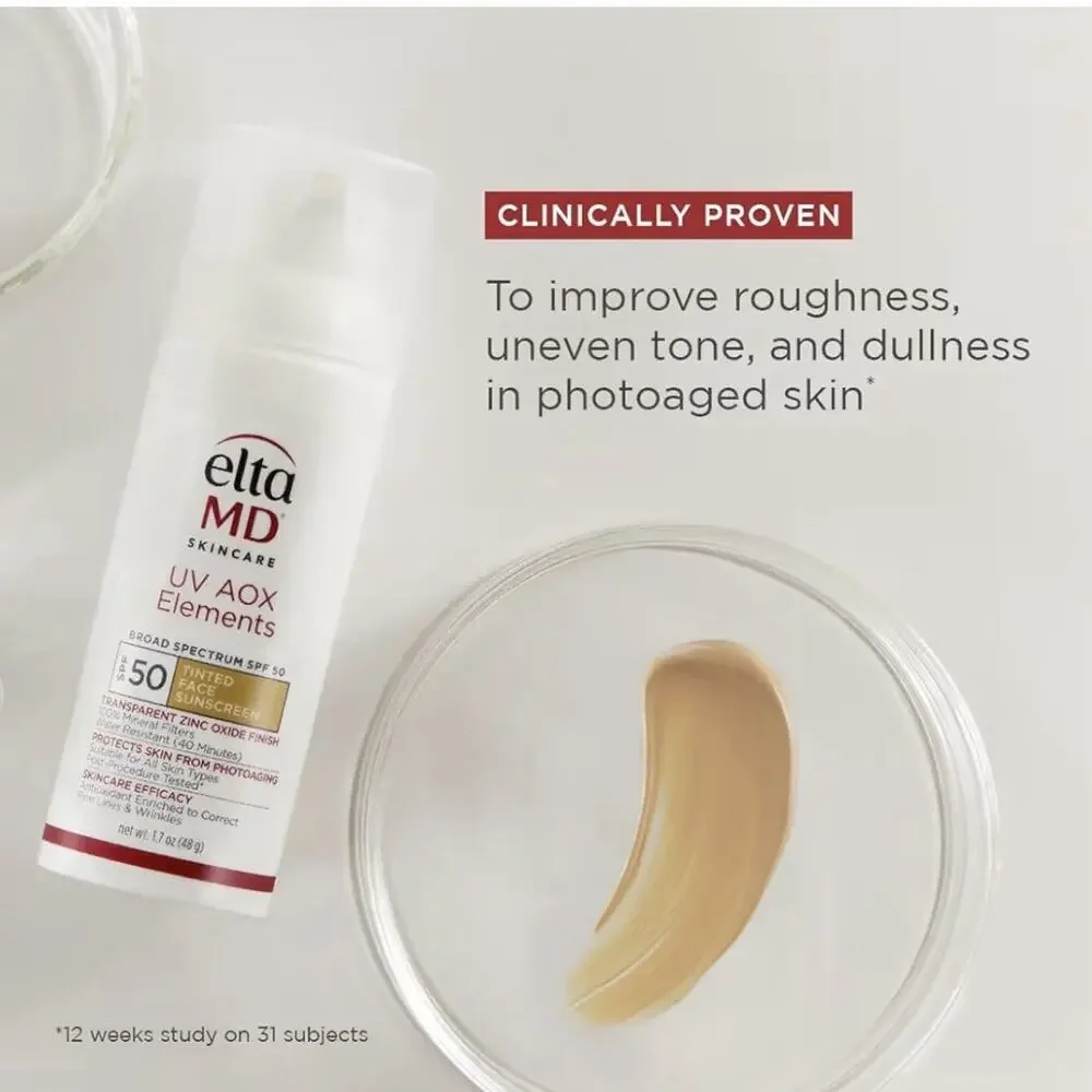 Elta MD UV AOX Elements Broad Spectrum SPF 50 Tinted 1.7oz Hydrating Exp 02/2028
